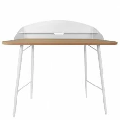 103x45 Schreibtisch Mit Aufsatz In Weiß - Asimin