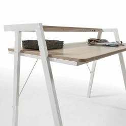115x91x60 Skandi Schreibtisch Mit Aufsatz - Shining -Tulcea Shop 115x91x60 skandi schreibtisch mit aufsatz in weiss eiche grau shining 03