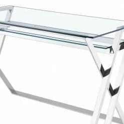 120x60 X-Design Glas Schreibtisch Mit Ablageboden - Jesafina -Tulcea Shop 120x60 x design glas schreibtisch mit ablageboden edelstahl gestell glaenzend jesafina 02