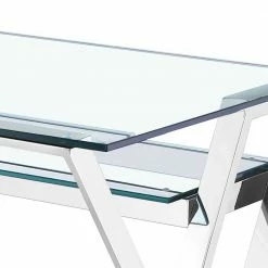 120x60 X-Design Glas Schreibtisch Mit Ablageboden - Jesafina -Tulcea Shop 120x60 x design glas schreibtisch mit ablageboden edelstahl gestell glaenzend jesafina 03