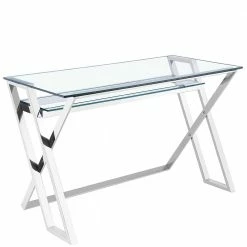120x60 X-Design Glas Schreibtisch Mit Ablageboden - Jesafina