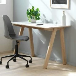 Alternative view of 120x75x60 Schreibtisch In Hellgrau & Eiche Bianco - Vlendu