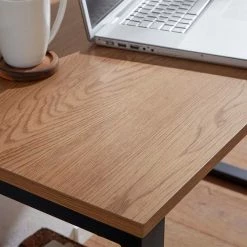 120x76x60 Schreibtisch In Eiche & Schwarz - Tiorondo -Tulcea Shop 120x76x60 schreibtisch in eiche schwarz mit u fuss gestell tiorondo 03