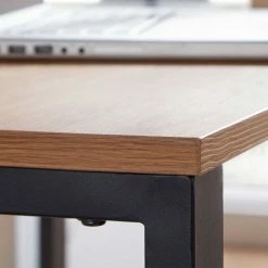 120x76x60 Schreibtisch In Eiche & Schwarz - Tiorondo -Tulcea Shop 120x76x60 schreibtisch in eiche schwarz mit u fuss gestell tiorondo 04