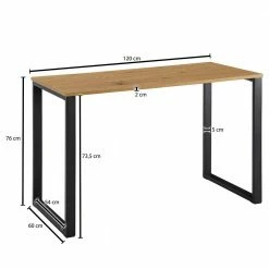120x76x60 Schreibtisch In Eiche & Schwarz - Tiorondo -Tulcea Shop 120x76x60 schreibtisch in eiche schwarz mit u fuss gestell tiorondo 05