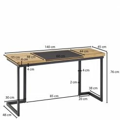 140x55 Schreibtisch In Eiche Optik - Sharkona -Tulcea Shop 140x55 schreibtisch in eiche optik mit buegelgestell in schwarz sharkona 02