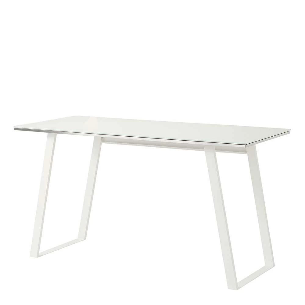 140x60 Design Schreibtisch Mit Weißglas Platte - Thiano 3 140x60 Design Schreibtisch Mit Weißglas Platte - Thiano