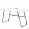 140x60 Schreibtisch In Weiß Lackiert - Abelka -Tulcea Shop 140x60 schreibtisch in weiss lackiert mit buegelgestell edelstahl optik abelka f