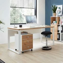 158x75x79 Büro Arbeitstisch Zweifarbig - Situatica 10 158x75x79 Büro Arbeitstisch Zweifarbig - Situatica -Tulcea Shop 158x75x79 buero arbeitstisch zweifarbig in weiss wildeiche dekor situatica 02