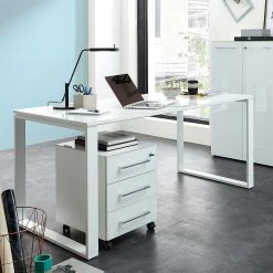 Büro Arbeitstisch In Weiß Mit Glas - Fidania 10 Büro Arbeitstisch In Weiß Mit Glas - Fidania -Tulcea Shop buero arbeitstisch in weiss mit glas metall buegelgestell 160x80 fidania 03