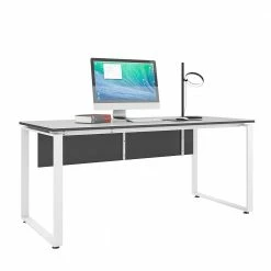 Büroschreibtisch Mit Glasplatte - Nisrean -Tulcea Shop bueroschreibtisch mit glasplatte in weiss anthrazit nisrean 03