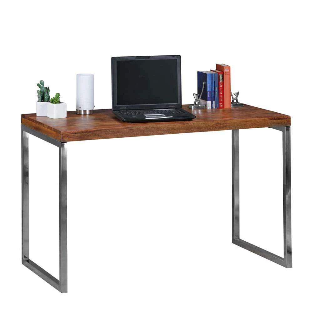 Computer-Schreibtisch Jimena im Loft Style Computer-Schreibtisch Jimena Im Loft Style -Tulcea Shop computer schreibtisch loft style sheesham holz metall verchromt jimena 01
