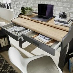 Design PC Tisch Mit Rollcontainer - Joe (zweiteilig) -Tulcea Shop design pc tisch mit rollcontainer in grau eiche optik country joe 05