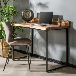 Design Schreibtisch Mit Naturkanten Aus Akazie - Ilmany -Tulcea Shop design schreibtisch mit naturkanten aus akazie und buegelgestell in schwarz ilmany 02