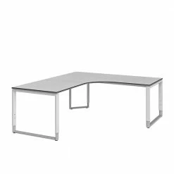 Tulcea Shop 27 Eck Bürotisch Papetina In Weiß Grau