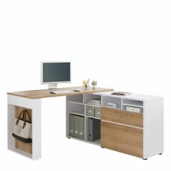 Alternative view of Eckchreibtisch Mit Stauraum Regal 147x77x140 - Nanella