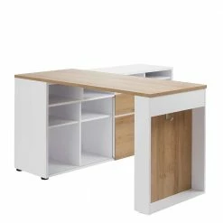 Eckchreibtisch Mit Stauraum Regal 147x77x140 - Nanella 10 Eckchreibtisch Mit Stauraum Regal 147x77x140 - Nanella -Tulcea Shop eckchreibtisch mit stauraum regal 147x77x140 in weiss eiche nanella 02