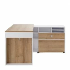 Eckchreibtisch Mit Stauraum Regal 147x77x140 - Nanella 11 Eckchreibtisch Mit Stauraum Regal 147x77x140 - Nanella -Tulcea Shop eckchreibtisch mit stauraum regal 147x77x140 in weiss eiche nanella 03