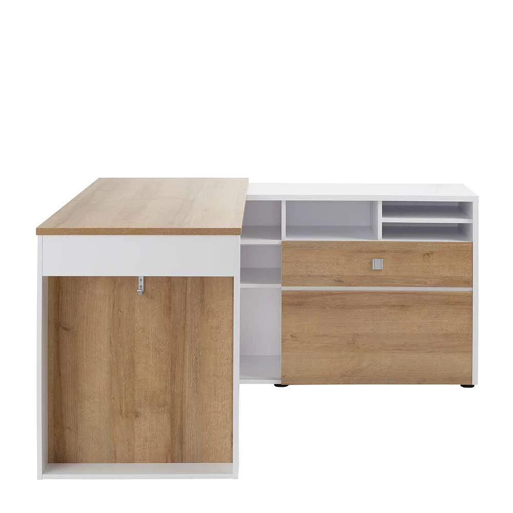 Eckchreibtisch Mit Stauraum Regal 147x77x140 - Nanella 6 Eckchreibtisch Mit Stauraum Regal 147x77x140 - Nanella – Bild 4
