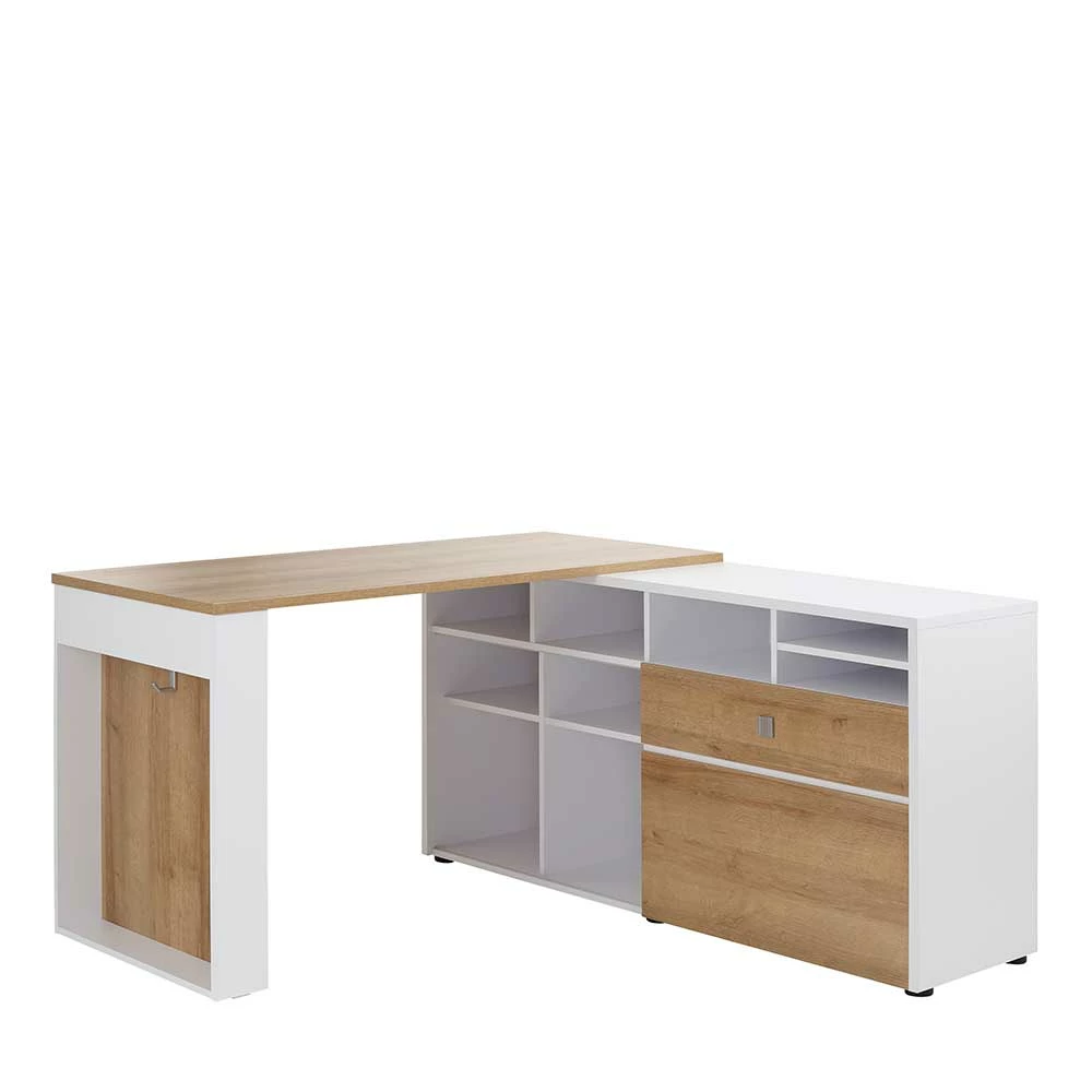 Eckchreibtisch Mit Stauraum Regal 147x77x140 - Nanella 3 Eckchreibtisch Mit Stauraum Regal 147x77x140 - Nanella