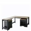 Eckschreibtisch & Rollcontainer - Joe (dreiteilig) -Tulcea Shop eckschreibtisch rollcontainer in grau eiche landhaus joe f