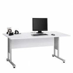 EDV Schreibtisch In Weiß & Alu - Kriscas -Tulcea Shop edv schreibtisch in weiss alu mit stossfesten abs kanten kriscas 01