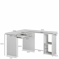 EDV Schreibtisch Mit Regal - Winkelform - Candyon 11 EDV Schreibtisch Mit Regal - Winkelform - Candyon -Tulcea Shop edv schreibtisch mit regal winkelform in weiss 120x76x140 candyon 03