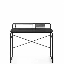 Tulcea Shop -Tulcea Shop guenstiger schreibtisch mit aufsatz 98x89x46 aus stahl melamin schwarz tibalt 01