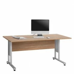 Alternative view of Moderner Schreibtisch Mit Metallgestell In Alu - Tonrai