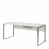 PC Schreibtisch In Weiß & Chrom - Zinasdo -Tulcea Shop pc schreibtisch in weiss chrom buegelgestell in zwei breiten zinasdo f