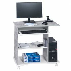 Rollbarer PC-Tisch Junction In Beton Optik