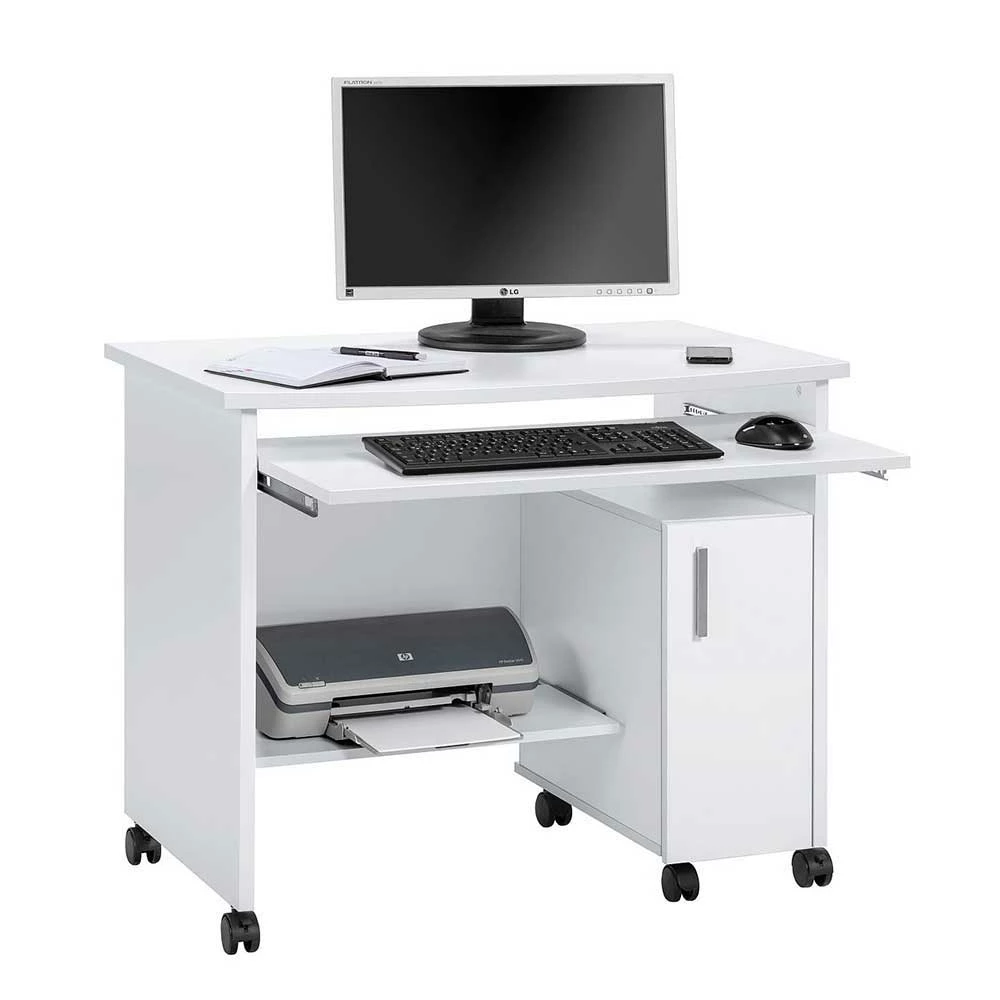 Rollbarer PC Tisch Rusula In Weiß 3 Rollbarer PC Tisch Rusula In Weiß