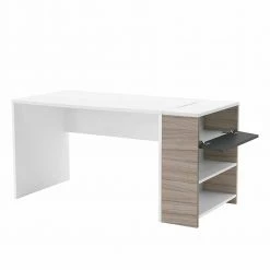 Schreibtisch Arbeitsplatz Ragimar In Weiß Holzdekor Anthrazit -Tulcea Shop schreibtisch arbeitsplatz weiss holzdekor anthrazit seiten regal mit klappe ragimar 04