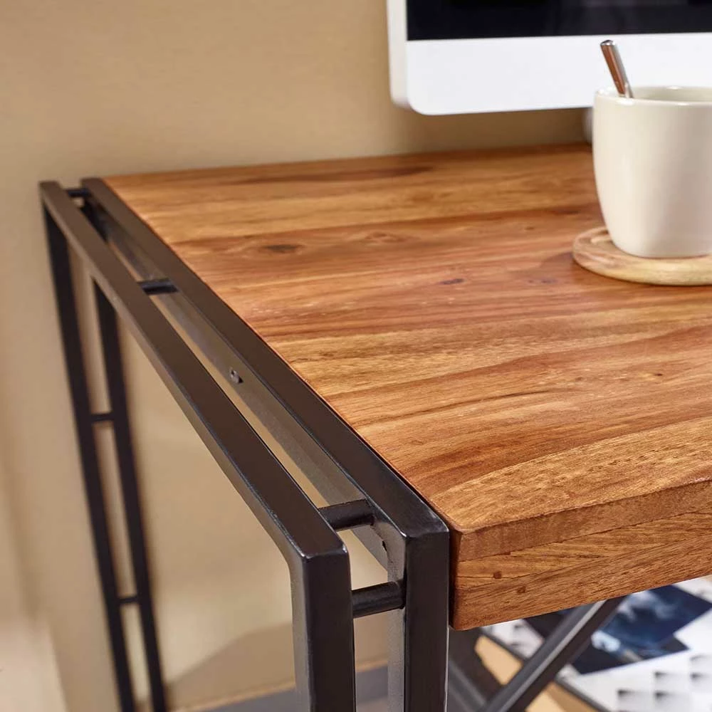 Schreibtisch aus Sheesham massiv - Elmin Schreibtisch Aus Sheesham Massiv - Elmin -Tulcea Shop schreibtisch aus sheesham massiv mit buegelgestell schwarz elmin 03