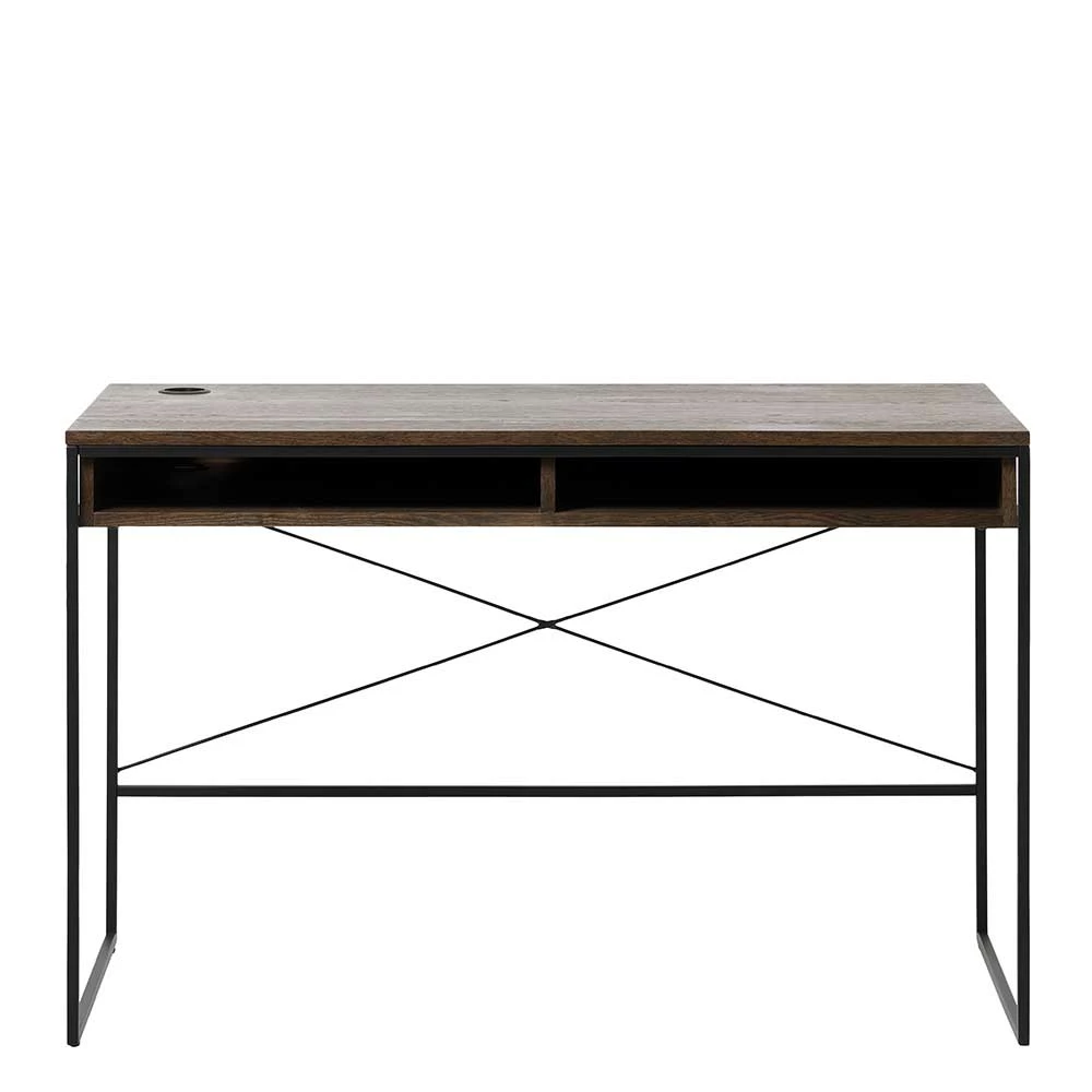 Schreibtisch mit 2 Staufächern in Wildeiche dunkel - Dalavera Schreibtisch Mit 2 Staufächern In Wildeiche Dunkel - Dalavera -Tulcea Shop schreibtisch mit 2 staufaechern in wildeiche dunkel mit buegelgestell schwarz dalavera 01