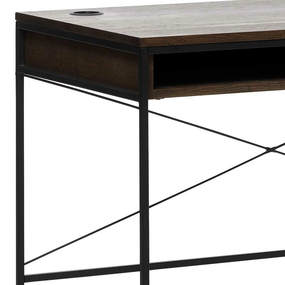 Schreibtisch mit 2 Staufächern in Wildeiche dunkel - Dalavera Schreibtisch Mit 2 Staufächern In Wildeiche Dunkel - Dalavera -Tulcea Shop schreibtisch mit 2 staufaechern in wildeiche dunkel mit buegelgestell schwarz dalavera 03