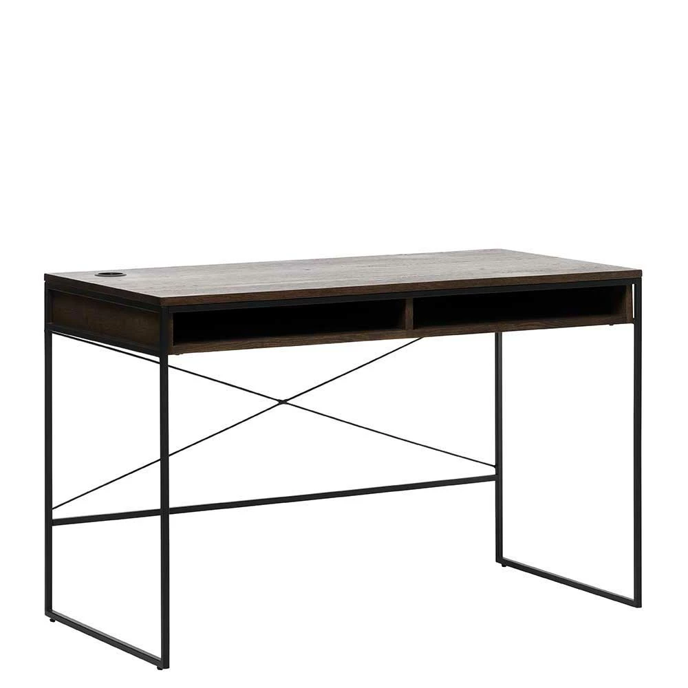 Schreibtisch mit 2 Staufächern in Wildeiche dunkel - Dalavera Schreibtisch Mit 2 Staufächern In Wildeiche Dunkel - Dalavera -Tulcea Shop schreibtisch mit 2 staufaechern in wildeiche dunkel mit buegelgestell schwarz dalavera f
