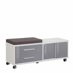 Schreibtisch & Rollregal Homeoffice - Tederana (zweiteilig) -Tulcea Shop schreibtisch rollregal homeoffice in grau weiss tederana 05
