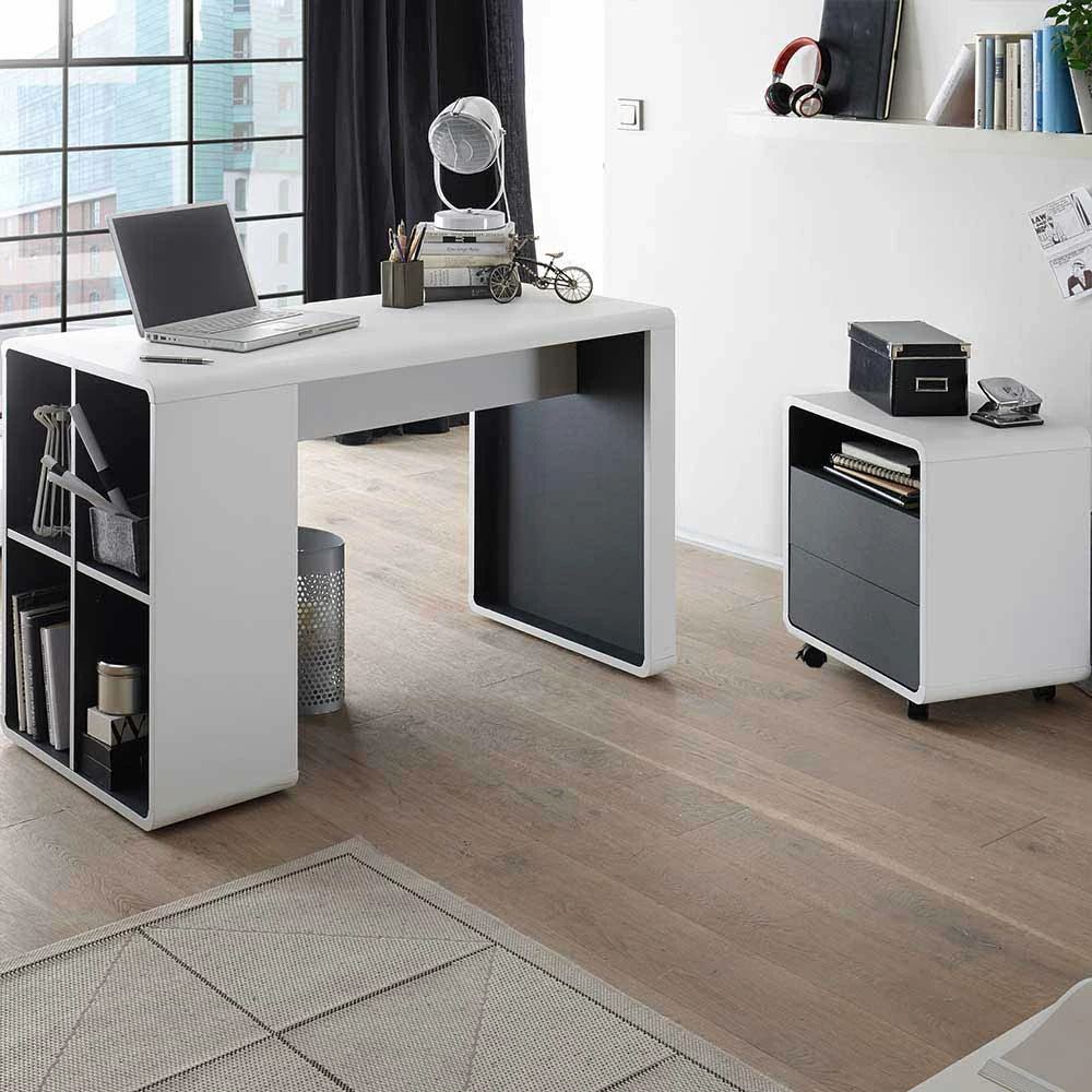 Set Schreibtisch & Rollcontainer - Chrysa (zweiteilig) Set Schreibtisch & Rollcontainer - Chrysa (zweiteilig) -Tulcea Shop set schreibtisch rollcontainer in weiss anthrazit chrysa 01