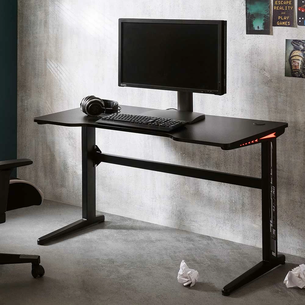 Stylischer Tisch Für Gaming PC In Schwarz - Abla 5 Stylischer Tisch Für Gaming PC In Schwarz - Abla – Bild 3