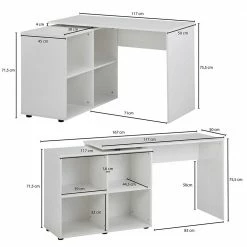Weißer Schreibtisch Mit Regal An Der Seite - Registria 12 Weißer Schreibtisch Mit Regal An Der Seite - Registria -Tulcea Shop weisser schreibtisch mit regal an der seite 4 faecher 167x76x117 registria 04