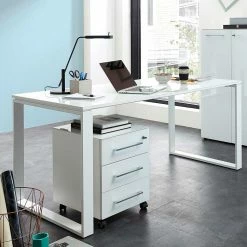 Weißes Büromöbel Set Mit Schreibtisch - Fidania (zweiteilig)