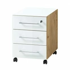 Zweifarbiges Set Schreibtisch & Rollcontainer - Laszlo (zweiteilig) -Tulcea Shop zweifarbiges set schreibtisch rollcontainer in weiss wildeiche laszlo 03