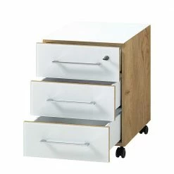 Zweifarbiges Set Schreibtisch & Rollcontainer - Laszlo (zweiteilig) -Tulcea Shop zweifarbiges set schreibtisch rollcontainer in weiss wildeiche laszlo 04